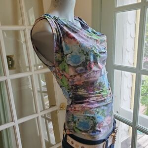 Suzy Shier Faded Floral Blouse